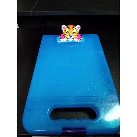 Lisa Frank Other - LISA FRANK storage case Hard CLIP BOARD lap board art box Blue Tiger Vintage